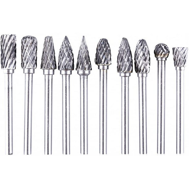 10Pcs 4 mm 5/32" inch OVAL Tungsten Steel Solid Carbide Burrs Rotary Bur End Cut